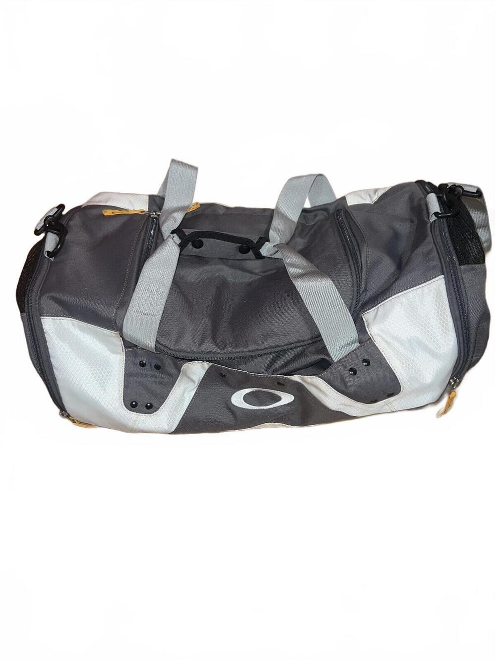 Oakley Gray and White Duffel Bag